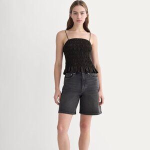 Everlane Women's Long A-Line Denim Short in Night, Size 32, Cotton/Denim